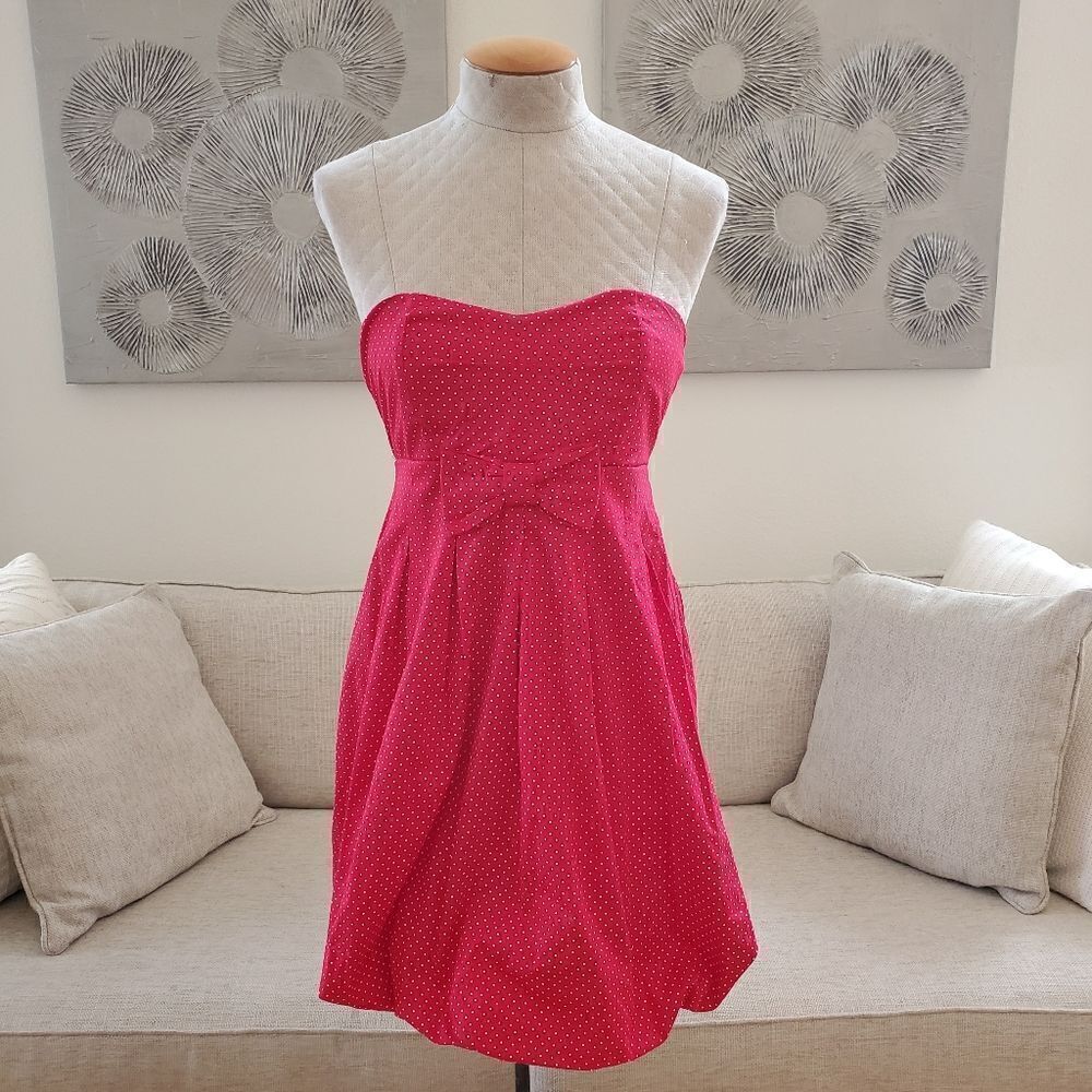 🌹 RUBY ROX 🌹 NEW - Strapless Bubble Hem Polka Dot Mini Dress - [Medium, Red]